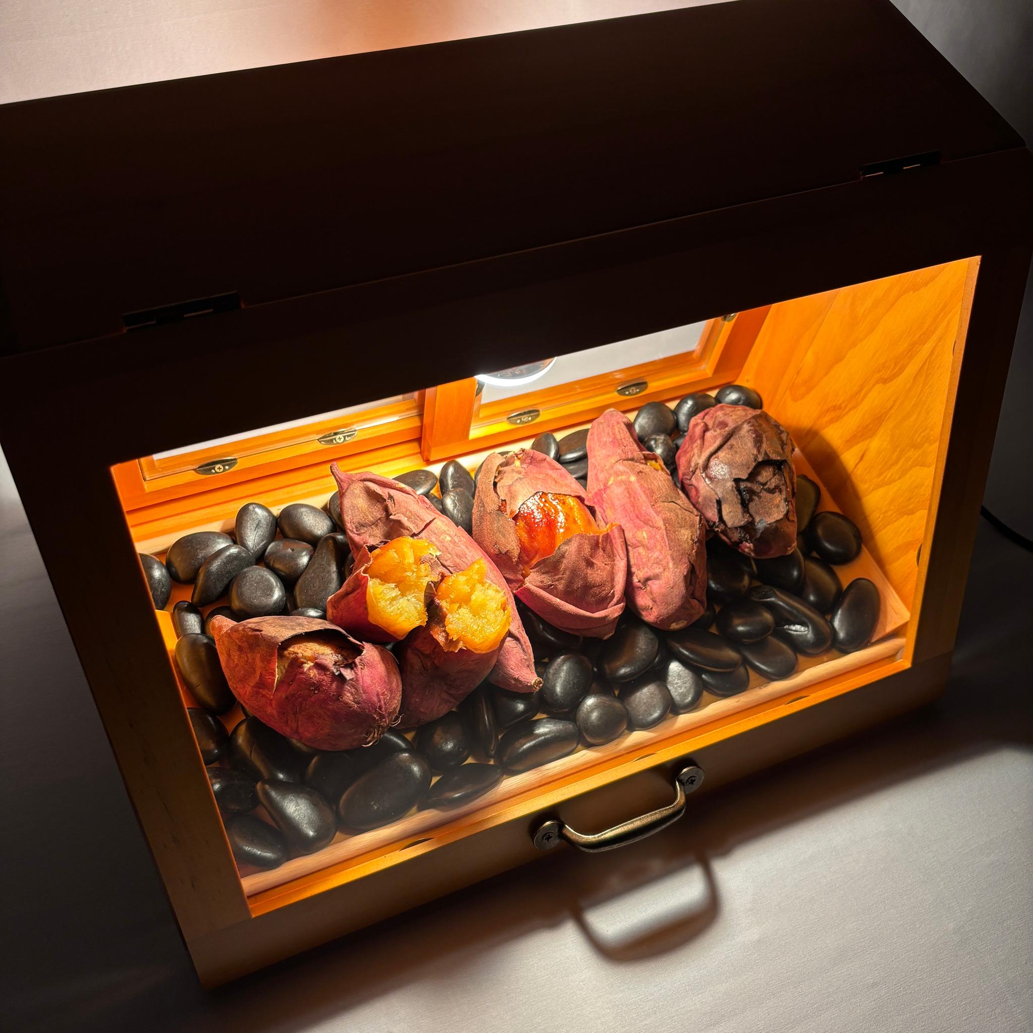 木製ホットショーケース 焼き芋保温ディスプレイケース【ナチュラル】 | 7枚目